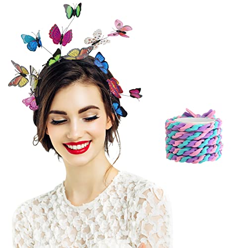 Schmetterling Haarreif, Mehrfarbige Haarreif Schmetterling Eleganter Fühler Schmetterling Haarreif für Frauen Mädchen Festival Party Kostüm mit Haarseil von SwirlColor