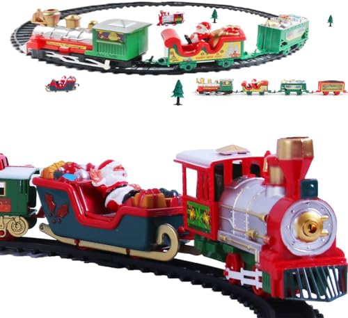 Swkangrd Klassische Dampflokomotive, elektrischer Weihnachtszug, Weihnachtsdekoration, mit animierten Wagen und Schienen, Mini-Zug Geschenk für Kinder von Swkangrd