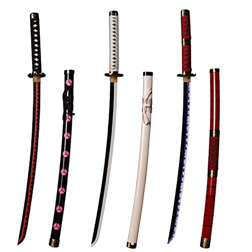 Sword Valley Roronoa Zoro Holzschwert 104cm, Holz Katana, Japanisches Anime Cosplay Schwert-Kitetsu/Shisui/Wado Ichimonji (3-teiliges Set) von Sword Valley