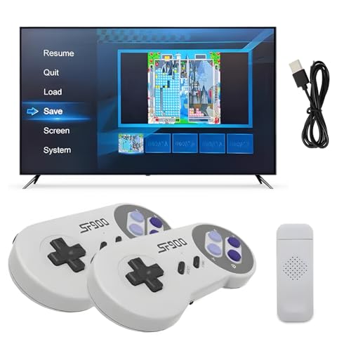 Swsdee Retro Spielekonsole,2.4 G Wireless Controller,Wiederaufladbare USB Gamepad für PC,Mini Konsole, SF900-Konsole, 5000 Spielkonsole Wireless,für Unterwegs Emulator Handheld von Swsdee