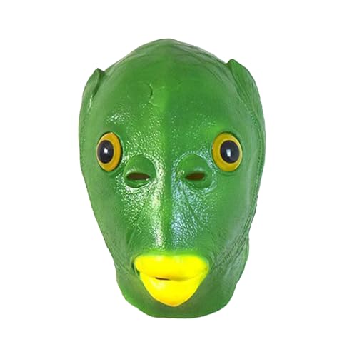 Swtgaah Lustige Fisch Maske Monster Kopfbedeckung Grüne Fischkopfmaske Grüne Fischkopfbedeckung Perfekt für Weihnachten und Halloween (Grün) von Swtgaah