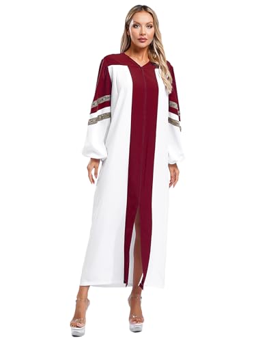 Sxiwei Damen Klerus Chor Robe Glänzend Lang Festival-chor-Bademantel mit V-Ausschnitt Chorkleid der Kirche Gewand Kleidung Burgundy L von Sxiwei