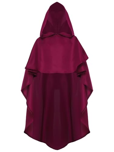 Sxiwei Halloween Umhang Kinder Jungen Mittelalterlicher Ritter Kapuzenumhang Vampir Kostüm für Karneval Burgundy 110-122 von Sxiwei