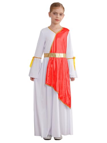 Sxiwei Mädchen Griechische Römische Göttin Karneval Kostüm Kleid Kinder Langarm Antikes Prinzessin Kleid Festzug Faschnacht Outfit Rot 170 von Sxiwei