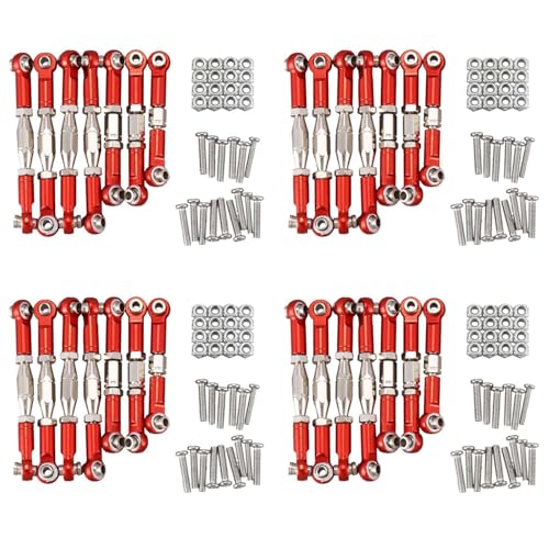 Sxmrmnx 28x für 144001 1/14 RC Auto Teile Metall GestäNge Servo Zug Stange Lenkung Spur Stangen Satz, Rot von Sxmrmnx