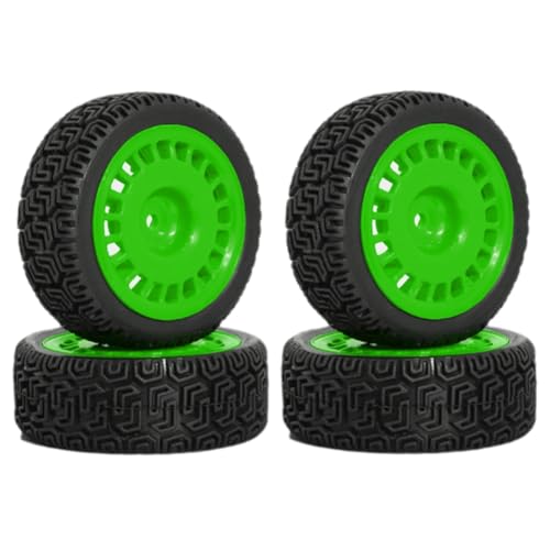 Sxmrmnx 4 Stück 68 mm Rallye-Reifen Gummireifen Radreifen für XV01 XV02 TT01 TT02 PTG-2 1/10 RC Rallye-Rennwagen Upgrade-Teile Grün von Sxmrmnx