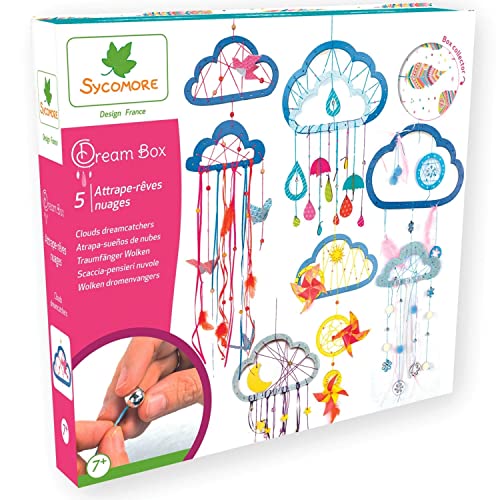 Sycomore CRE2082 Herz Kreatives Kinder-Hobbyset-Traumfänger Wolken-5 Projekte-DIY-Dream Box Collector-Ab 7 Jahren-Sycomore-CRE2082, Mehrfarben, 28 x 4.5 x 26 cm von Sycomore