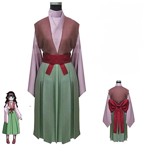 Anime Hunter Alluka Zoldyck Aruka Zorudikku Cosplay Kostüm Jacke Mantel Gürtel Rock Bogen Krawatte Männlich Weiblich Süße Kimono (Grün,S) von Syedeliso