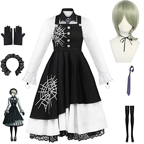 Anime Neue Danganronpa V3 Tojo Kirumi Cosplay Kostüm Perücken Uniform Maid Outfit Kleidung Halloween Karneval (Set Perücke,M) von Syedeliso