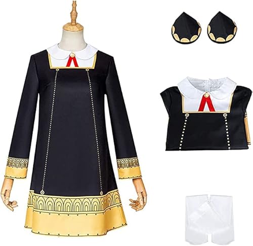 Spy x Family Cosplay Anya Forger Uniform Kleid Kostüm Anzug Halloween Outfits Volle Set für Mädchen Kinder (Anya Set,M/130) von Syedeliso