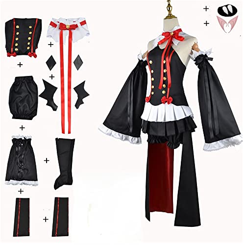 Syedeliso Anime Seraph of The End Krul Tepes Cosplay Kostüm Frau Kleid Halloween Vampire Rolle Kleidung Anzug Perücke Zubehör (Set,S) von Syedeliso