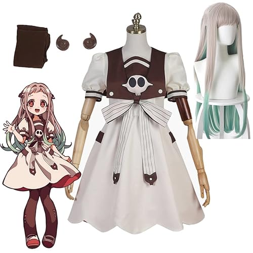 Syedeliso Anime Toilet Bound Hanako Kun Cosplay Kostüm Yahiro Nene Cosplay Kleid Anzüge Uniform Perücke Halloween Party Kostüm Outfit für Frauen mädchen (Set perücke,L) von Syedeliso