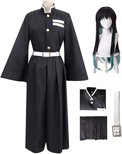 Syedeliso Tokitou Muichirou Cosplay Dämon Slayer Kimetsu Keine Yaiba Kostüm Kisatsutai Uniform Set Halloween-Party Anime Kleidung (Tokitou Muichirou Perücke,M) von Syedeliso