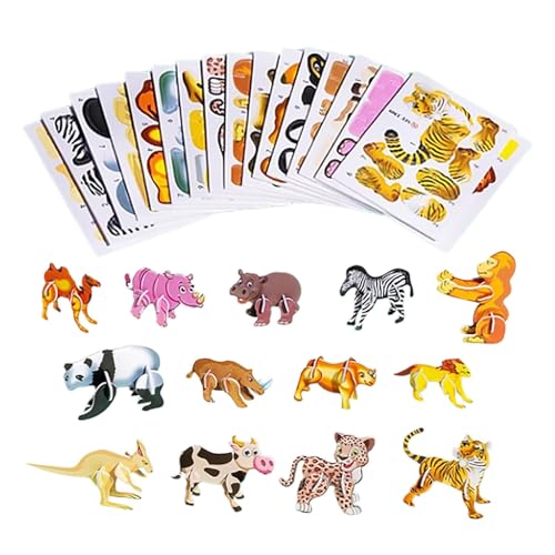 3D-Puzzles für Kleinkinder, Kleinkinder-Modell, DIYs-Spielzeug,Set mit 25 Cartoon-Spielzeugpuzzles für die Früherziehung - Übungs-Hand-Auge-Koordinationsrätsel für Mottoparty, Zuhause, Schule von Syengery