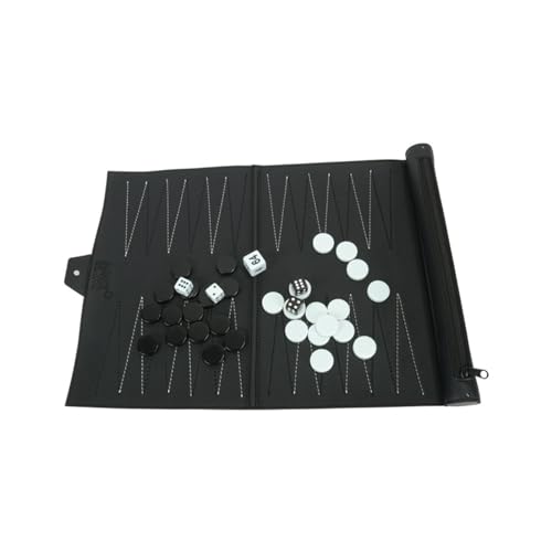 Backgammon-Set, Roll-Up-Backgammon-Set, 2 Spieler, Klassische Backgammon-Sets für Brettspiele mit Premium-Ledertasche, tragbar und Reise-Backgammon-Set von Syengery