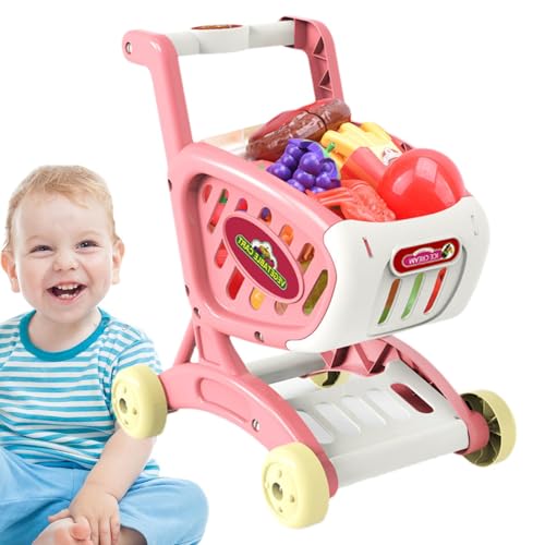 Einkaufswagen-Spielzeug für Kinder, Einkaufswagen-Spielset für Kinder, Einkaufswagen, Ladenkorb, Rollenspielset, Einkaufswagen-Spielzeug mit Rollenspiel-Zubehör für Obst und Gemüse von Syengery