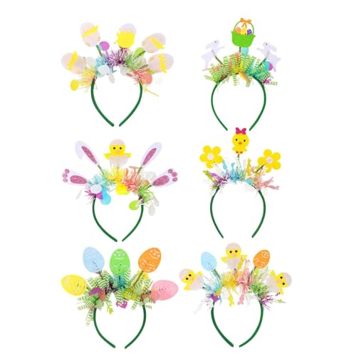 Syengery n-Stirnband,-Stirnbänder für Kinder,6 Stück Haarreifen Ei Huhn Stirnbänder Haarbänder - Niedlicher Kopfschmuck-Haarschmuck, Happy Easter Day-Haarband-Haarspangen für Kinder und Erwachsene von Syengery