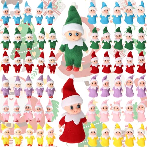 Syhood 60 Pcs Christmas Elf Plush Doll Miniature Elf Doll with Clothes Xmas Novelty Toys Elf Accessories for Family Adult Gift Christmas Advent Calendar Decorations Stocking Stuffers, 12 Styles von Syhood