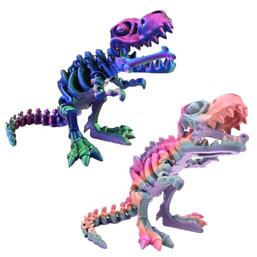 2 Stück 3D Gedrucktes Dinosaurier Skelett,Skelett Dinosaurier Spielzeug Figur Flexible Gelenke Dinosaurier Spielzeug Sammlerfiguren Figuren Zappelspielzeug Für Autismus/Adhs Heimbüro-Dekoration von Syijupo