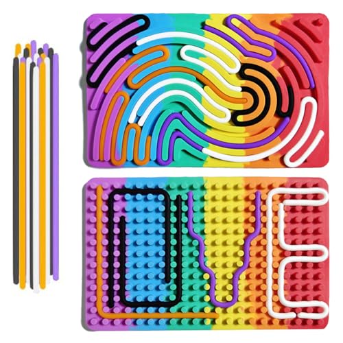 Sensorik Activity Board Silikon Fidget Spiel Toys mit 20 Regenbogen Zubehör Schnüren Sensorik Spielzeug für Autismus ADHS und Stressabbau Silikon Sensorik Controller für Kinder und Erwachsene von Syijupo