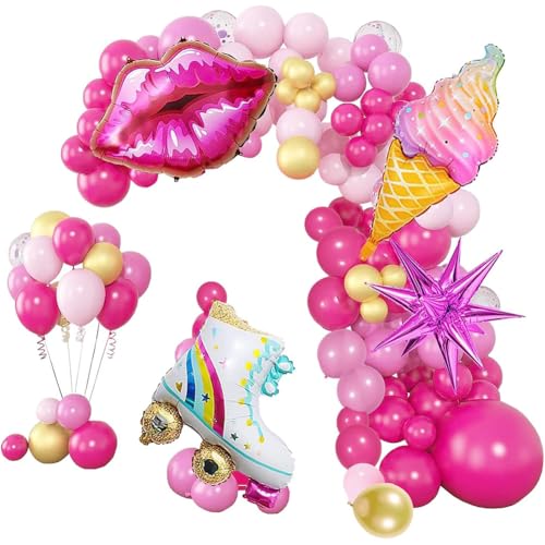 Syijupo 125 Stück Rosa Mädchen Pastell Luftballon Girlande,Rosa Ballon Arch Kit Regenbogen Rollschuh Ballons Eiscreme Rollschuh Folienballons Konfetti Ballons Für Mädchen Party Dekoration Kinder von Syijupo