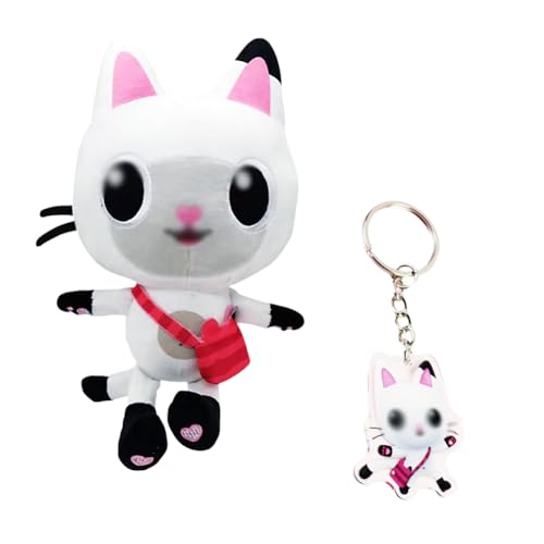 Syijupo 2 Stück Cartoon Dollhouse Plüschtiere,Niedliche Rucksack Katze Plüschpuppe Süße Cartoon Dollhouse Weiche Plüschpuppen Cute Katze Acryl Schlüsselringe Geburtstagsgeschenk Für Kinder von Syijupo