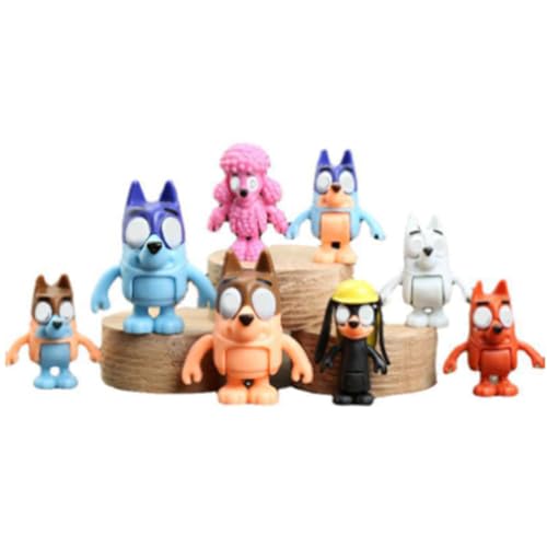 Syijupo10 Stück Bruy Familie Figures Bl-Uey Und Familie Figur Bandit & Chilli Familie Figur Modell Kit Blau Hund Figures Ornament,Animierte Charakter Tortendeko Spielzeug,Mini Cake Figures von Syijupo