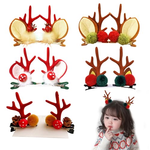 10Pcs Weihnachten Hirschgeweih Haarspangen, Haarspangen für Weihnachten, Weihnachts Haarschmuck Damen, Weihnachten Geweih Haarnadel, Weihnachten Mädchen Haarschmuck, Mädchen, Weihnachten Party von Sykerout