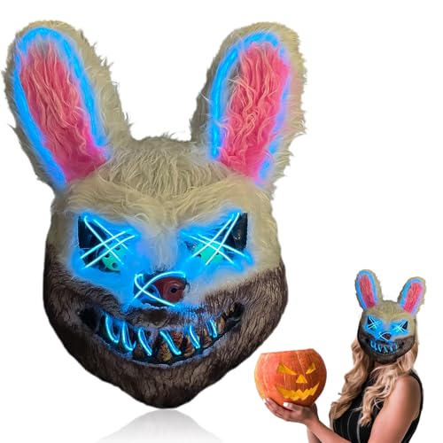 Halloween maske, halloween Maske Horror Hasenmaske, cosplay maske für halloween, Lustige Bunny Maske für Halloween Kostüm Karnevalsparty Cosplay Maskerade, perfekt für Karneval, Fasching （Eisblau） von Sykerout