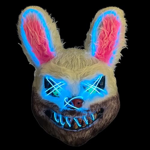 Halloween maske, halloween Maske Horror Hasenmaske, cosplay maske für halloween, Lustige Bunny Maske für Halloween Kostüm Karnevalsparty Cosplay Maskerade, perfekt für Karneval, Fasching （Eisblau） von Sykerout