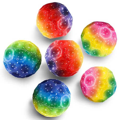 6 Stück Mondbälle, Hochsprung-Gummiball, Weltraumball, Mondball, Planet-Hüpfbälle, 7 cm PU-Ball, Hüpfball, Hüpfball für Kinder, Hüpfball für Kinder, Outdoor von Sykerout