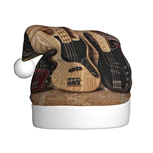 Gitarre Bass Musik Musikinstrumente Gedruckt Weihnachtsmütze Weihnachtsmütze Für Erwachsene, Xmas Hut Für Neujahr Festliche Party Weihnachten Liefert von Sylale