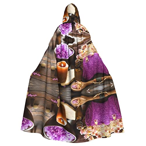 Kapuzenumhang mit Lavendelblüte und Spa, Salz-Druck, Unisex, für Erwachsene, Halloween, Cosplay-Kostüm von Sylale