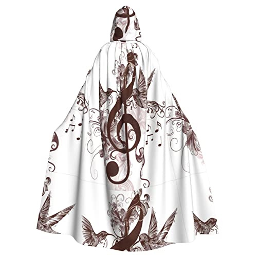 Kapuzenumhang mit Musik-Symbol-Druck, Unisex, Erwachsene, Halloween, Cosplay-Kostüm von Sylale