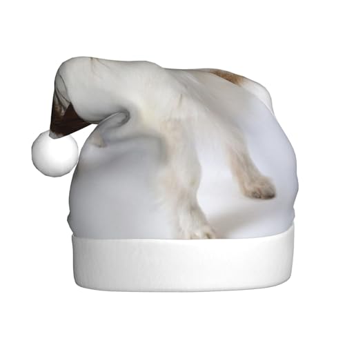 Niedlicher weißer Hund Gedruckt Weihnachtsmütze Santa Hut Für Erwachsene, Xmas Hut Für Neujahr Festliche Party Weihnachten Liefert von Sylale