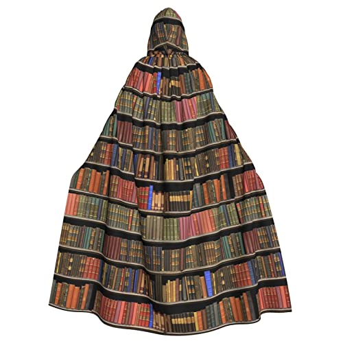 Sylale Bibliotheks-Bücherregal-Druck, Kapuzenumhang, Weihnachten, Kostüm, Unisex, Erwachsene, Halloween, Cosplay von Sylale