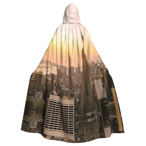 Sylale Empire State Building Print Kapuzenumhang Weihnachten Verkleidung Unisex Erwachsene Halloween Cosplay Kostüm von Sylale