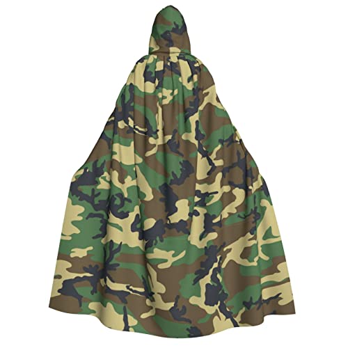 Sylale Grüner Militär-Camouflage-Umhang, Unisex, mit Kapuze, Weihnachten, Kostüm, Halloween, Cosplay, für Erwachsene von Sylale