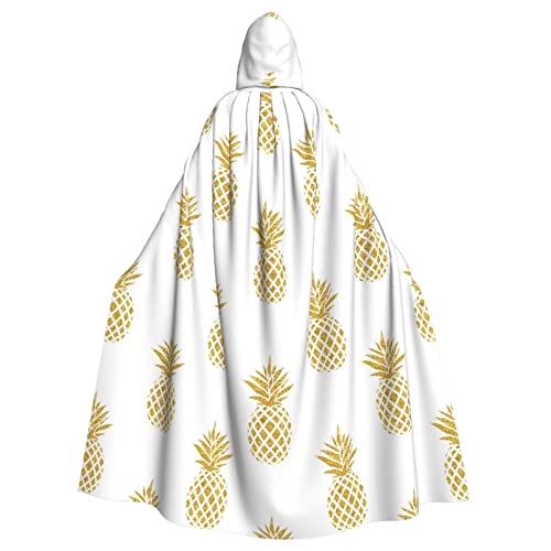 Sylale Kapuzenumhang mit goldenem Ananas-Hintergrund, Unisex, für Erwachsene, Halloween, Cosplay-Kostüm von Sylale