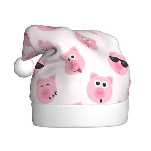 Sylale Lustige rosa Schweine-Gesicht gedruckt Weihnachtsmützen Erwachsene Xmas Hut Für Weihnachtsgeschenke Neujahr Festliche Urlaub von Sylale