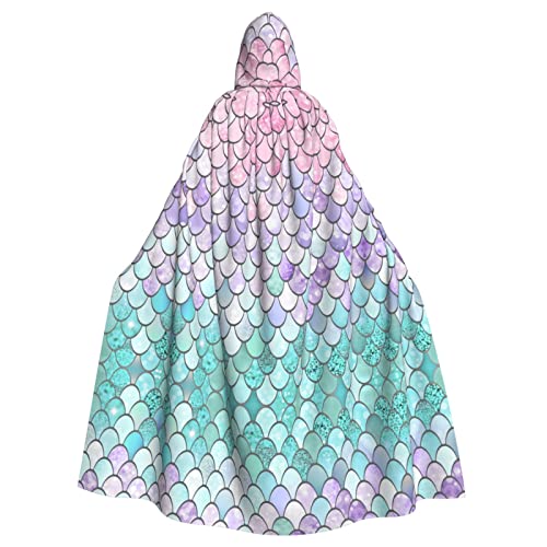 Sylale Meerjungfrauen-Umhang mit Kapuze, Unisex, für Erwachsene, Halloween, Cosplay-Kostüm, Rosa / Violett von Sylale