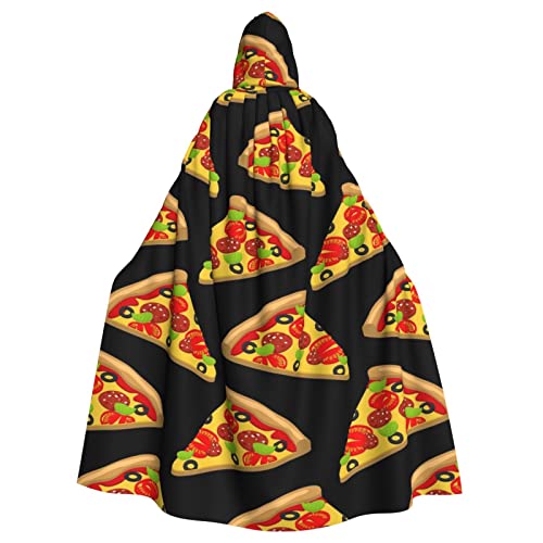 Sylale Tasty Pizza-Print Kapuzenumhang Weihnachten Verkleidung Unisex Erwachsene Halloween Cosplay Kostüm von Sylale