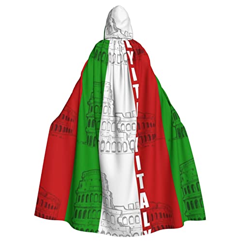 Sylale Unisex Kapuzenumhang mit römischem Kolosseum, italienische Flagge, Weihnachten, Fasching, Halloween, Cosplay-Kostüm für Erwachsene von Sylale