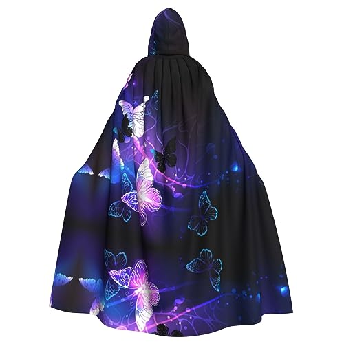 Sylale Wunderschöner leuchtender Schmetterlings-Aufdruck, Kapuzenumhang, Weihnachts-Kostüm, Unisex, Erwachsene, Halloween, Cosplay-Kostüm von Sylale