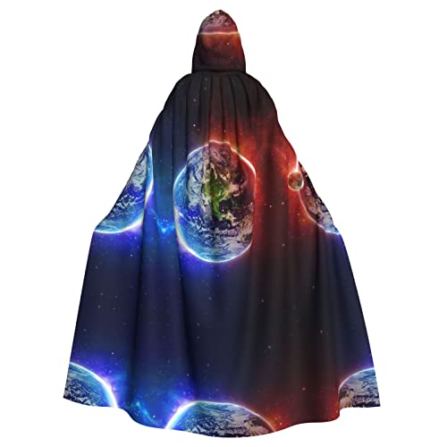 Weltraumplanet Erde Unisex Kapuzenumhang Weihnachten Verkleidung Halloween Cosplay Kostüm für Erwachsene von Sylale