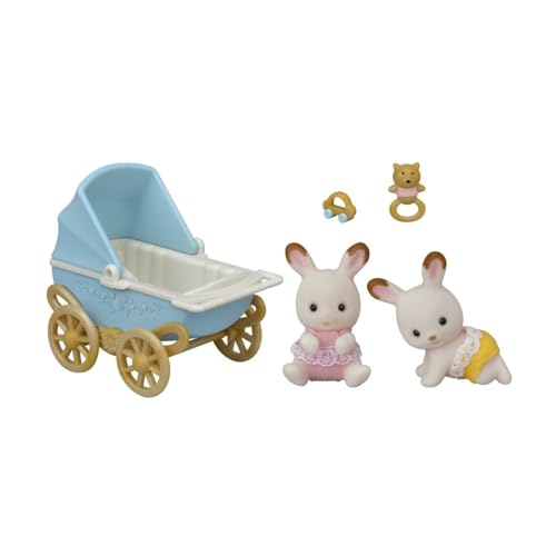 Sylvanian Families 5432 Schokoladenhasen Zwillinge mit Kinderwagen - Puppenhaus Spielset von Sylvanian Families