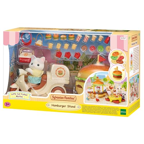 Sylvanian Families - 5757 Mobiler Hamburger Imbiss mit Figur, detailreiches Spielset mit Tierfigur Milchkatze, Spielzeug für Kinder ab 3 Jahren von Sylvanian Families