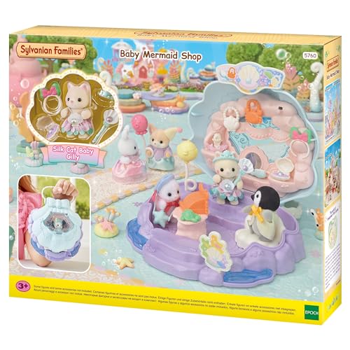 Sylvanian Families - 5760 Baby Meerjungfrauen Boutique, Tierfigur, Mitnehmkoffer, Auklappbare Spielbox mit Griff, Spielzeug für Kinder ab 3 Jahren von EPOCH