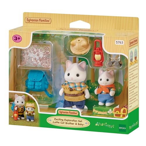 Sylvanian Families - 5763 Abenteuer Entdecker Set mit Zwei Figuren, Milchkatzen Vater und Junge, Tierfigur, detailreiches Spielzeug für Kinder ab 3 Jahren von Sylvanian Families