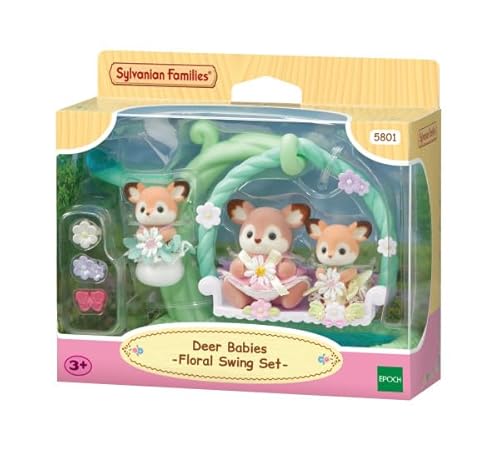 Sylvanian Families 5801 REH Babys mit Blumenschaukel Spielset, Set mit Tierfiguren, Spielzeug für Kinder ab 3 Jahren von Sylvanian Families